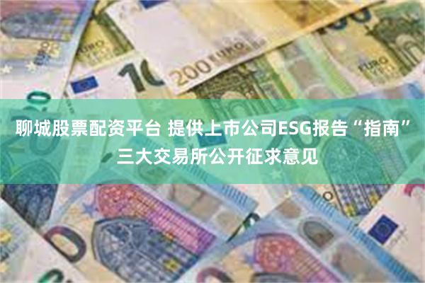 聊城股票配资平台 提供上市公司ESG报告“指南”  三大交易所公开征求意见